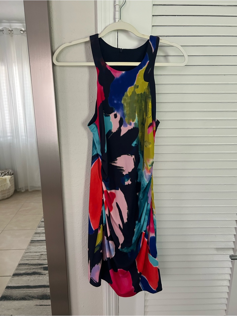 Trina Turk Navy Dress with Multi-Color Abstract Print